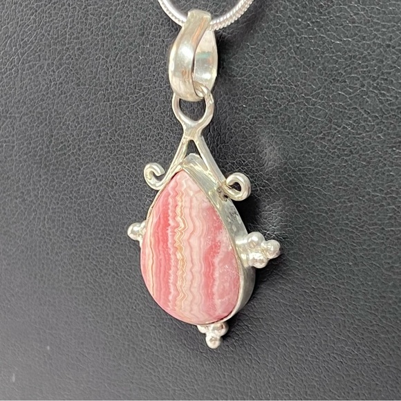 925 Sterling Rhodochrosite Unconditional Love Pendant Necklace Silver 18" - Picture 9 of 9